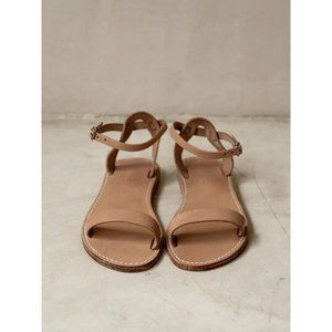 Classic Ankle-Strap Leather Sandals in Nude